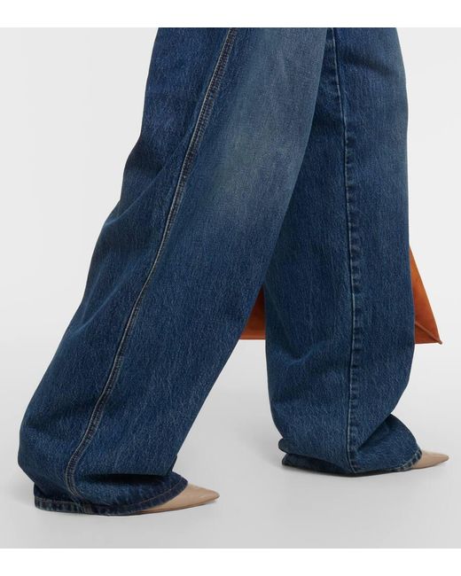 Khaite Blue Mid-Rise Wide-Leg Jeans Bacall