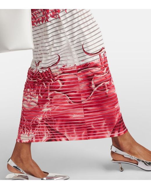 Jean Paul Gaultier Red Diablo Printed Devoré Maxi Dress