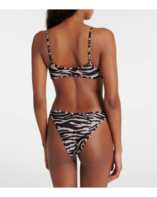 The Attico Black Zebra-print Bikini