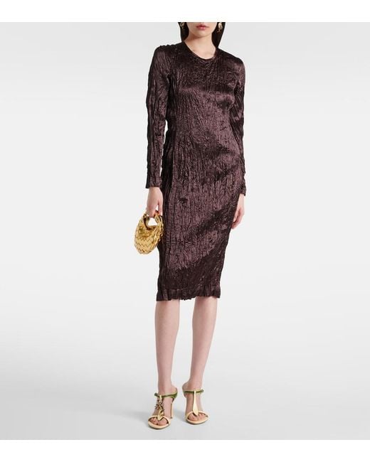 Bottega Veneta Black Satin Midi Dress