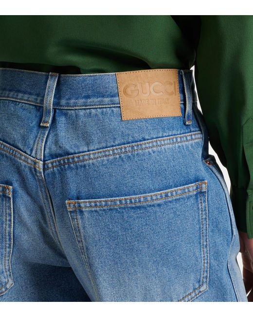 Jeans regular Horsebit a vita media di Gucci in Blue