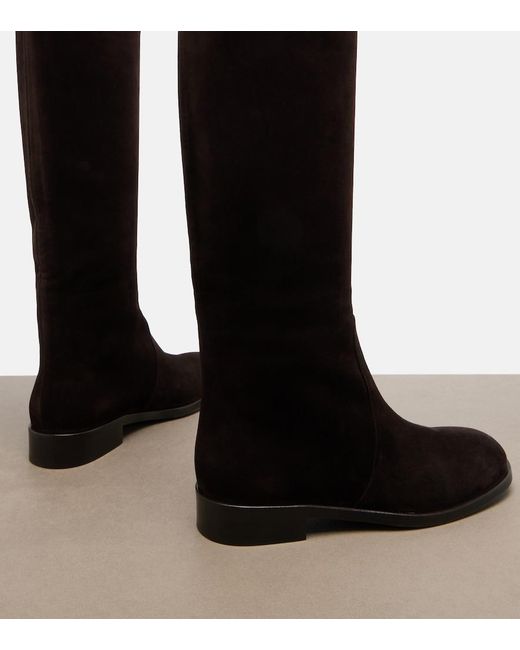 Gianvito Rossi Black Zayne Suede Knee-High Boots