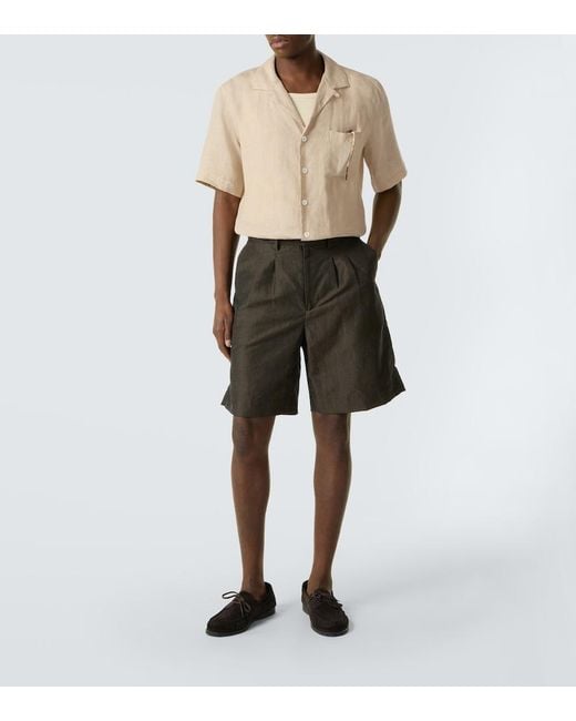Lardini Natural Linen Bowling Shirt for men