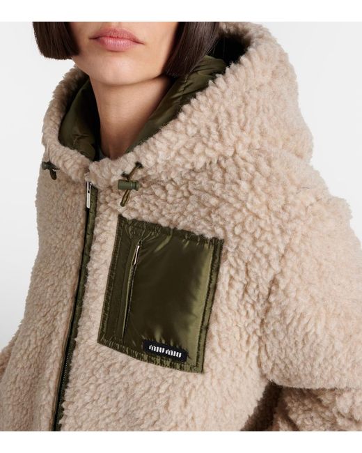 Miu Miu Natural Wool-Blend Teddy Down Jacket