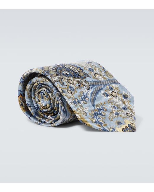 Cravatta in jacquard di seta con stampa floreale di Etro in Blue da Uomo