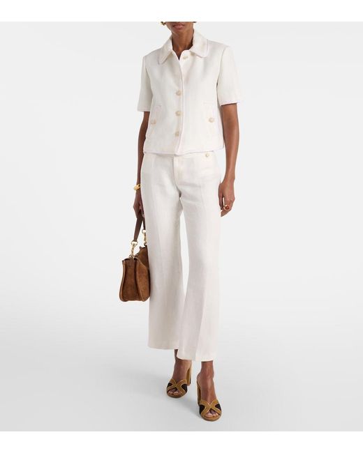 Etro White Linen Bootcut Pants
