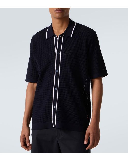 Orlebar Brown Black Roddy Waffle-Knit Bowling Shirt for men
