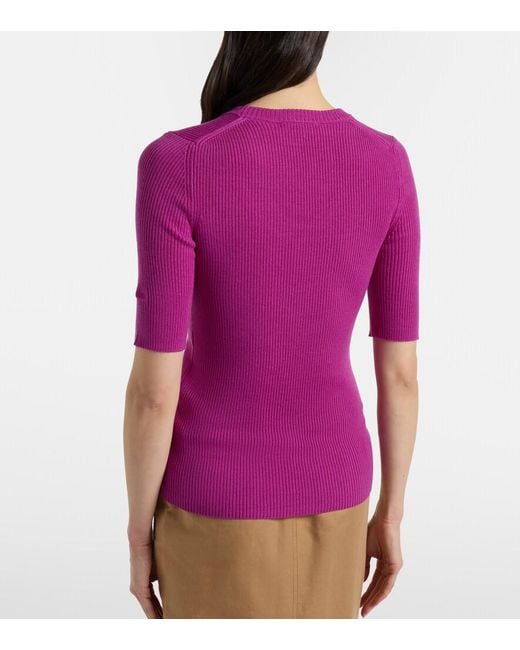 Chloé Purple Ribbed-Knit Wool Top