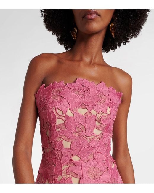 Robe Longue En Guipure Oscar de la Renta en coloris Pink