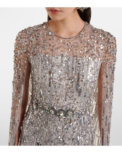 Robe Longue Ruby A Paillettes Jenny Packham en coloris White