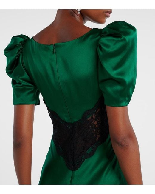 Rodarte Green Cocktailkleid Aus Seide Mit Spitze