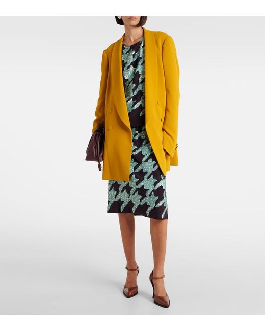 Dries Van Noten Blue Sequined Houndstooth Silk Sweatshirt