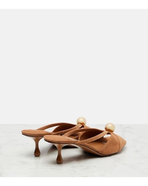 Jimmy Choo Brown Siva 50 Embellished Suede Mules