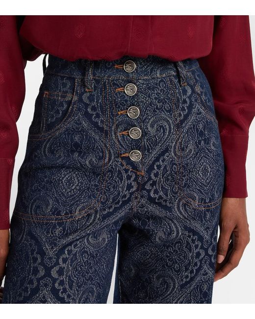 Etro Blue High-Rise Flared Jeans Pegaso