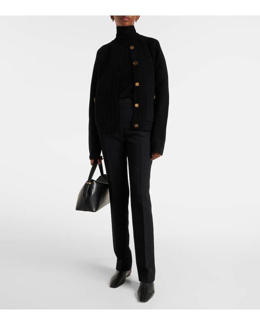 Cardigan En Laine Et Cachemire Melanges Totême  en coloris Black