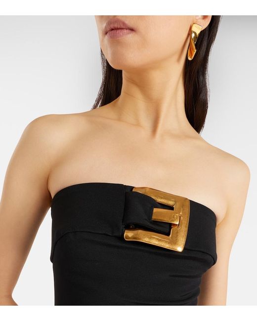 Balmain Black Belted Jersey Gown