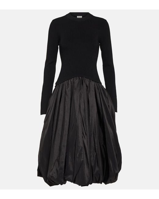 Jonathan Simkhai Black Kenlie Taffeta-Trimmed Midi Dress