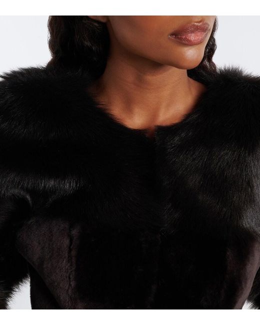 Magda Butrym Black Peplum Shearling Jacket