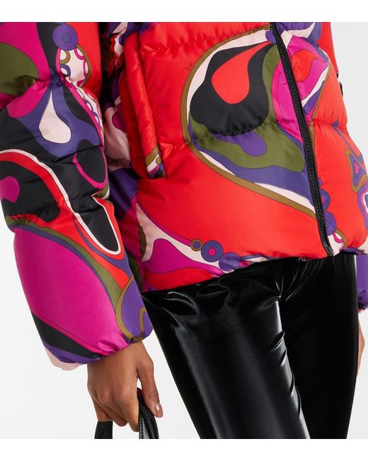 Emilio Pucci Red 'Orchidee' Down Jacket