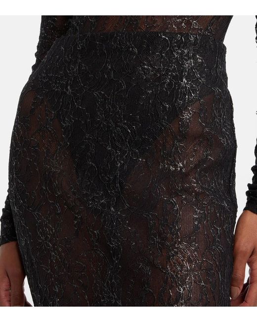 Wardrobe NYC Gray Floral Lace Midi Skirt