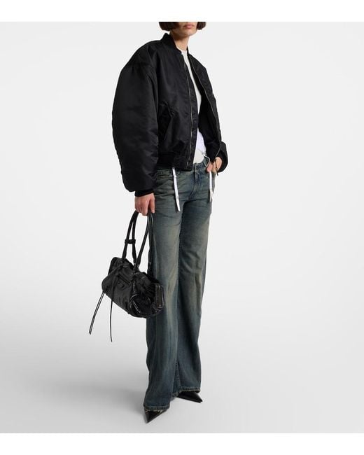 Balenciaga Black Standard Technical Satin Bomber Jacket