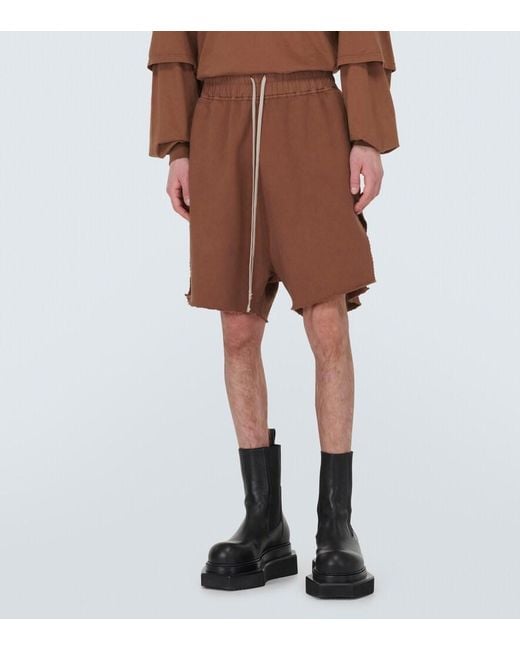 Rick Owens Brown Cotton Jersey Shorts for men