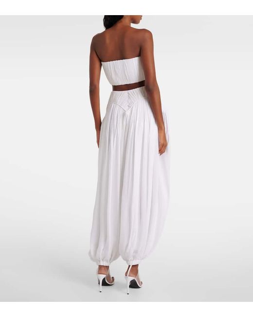 Alaïa White Ruched Bandeau Top