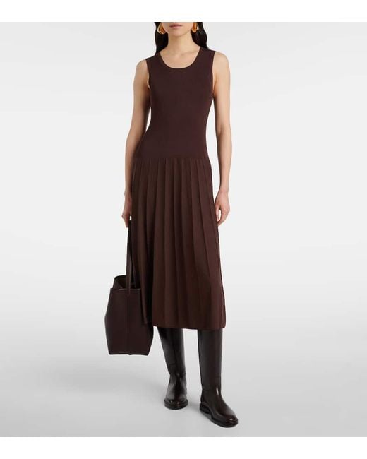Joseph Brown Pleated Midi Dress
