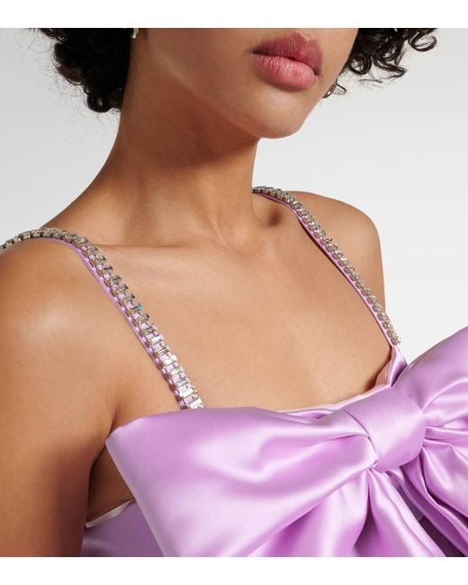 Vestido corto de saten duquesa con lazo Nina Ricci de color Purple