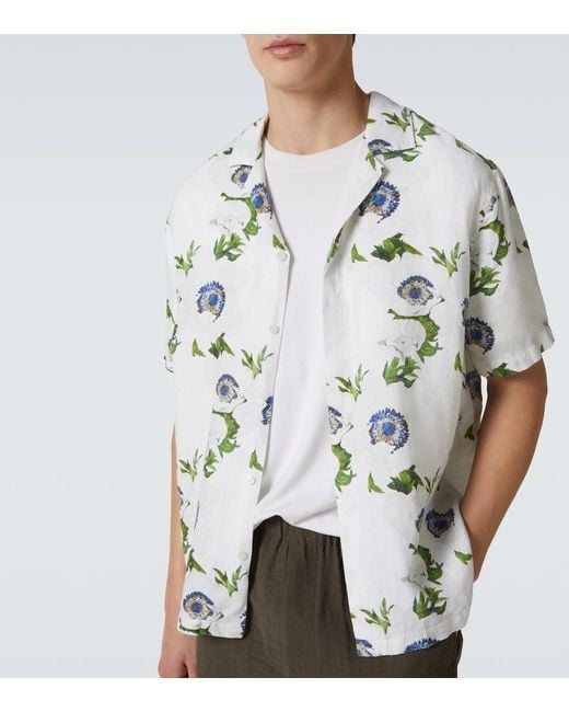 Orlebar Brown Multicolor Maitan Floral Linen Bowling Shirt for men