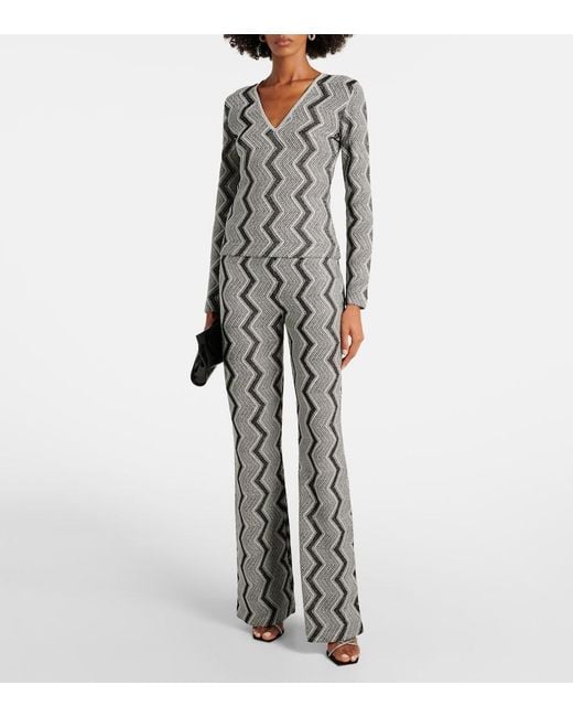 Missoni Gray Zig Zag Lame Wide-Leg Pants
