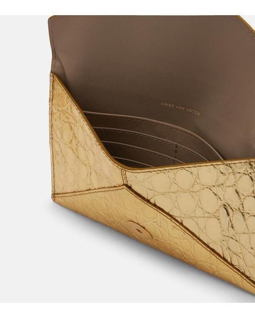 Dries Van Noten Embossed Metallic Leather Clutch