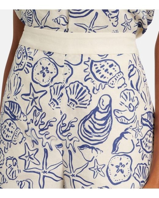 Jonathan Simkhai Blue Keaton Printed Linen-Blend Shorts