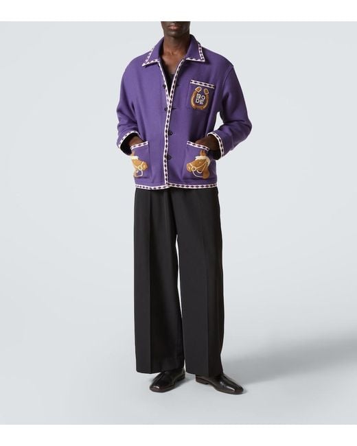 Bode Purple Bronco Embroidered Wool Jacket for men