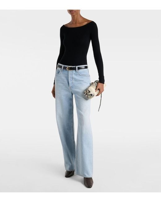 Agolde Black Maren Off-Shoulder Bodysuit