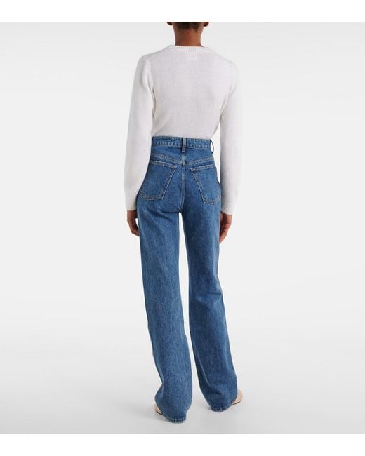 Khaite Blue Danielle High-Rise Straight Jeans
