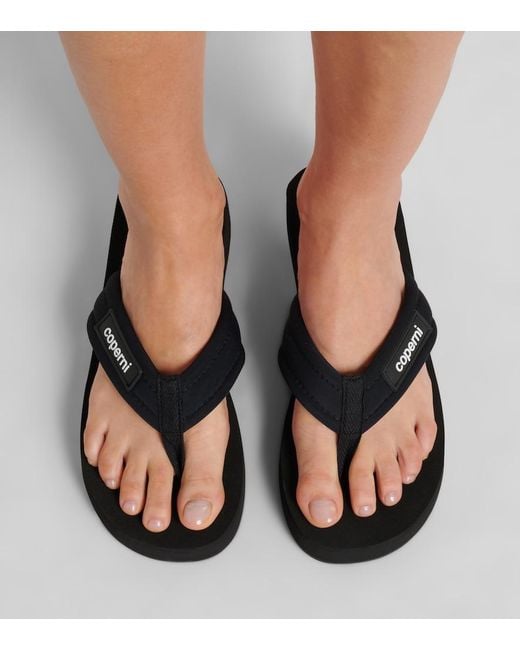 Coperni Black Logo Platform Thong Sandals