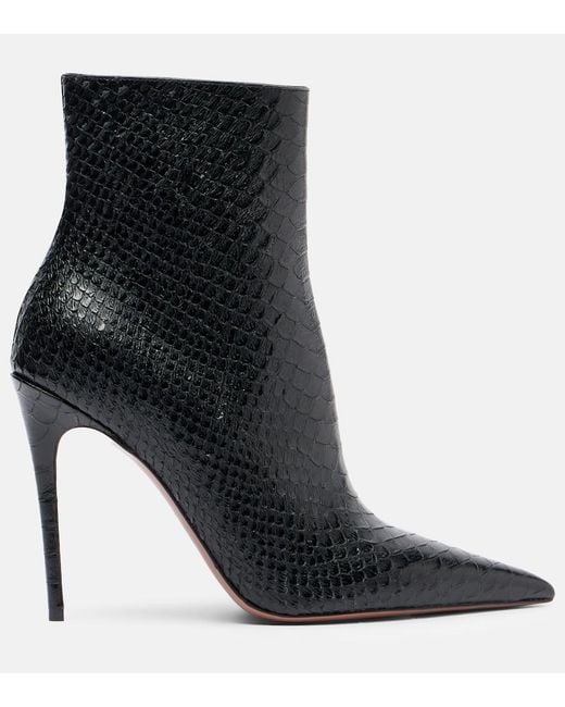 Paris Texas Black Vera 105 Snake-Effect Leather Ankle Boots