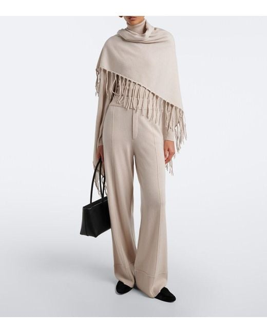 Jardin Des Orangers White Fringed Wool And Cashmere Shawl