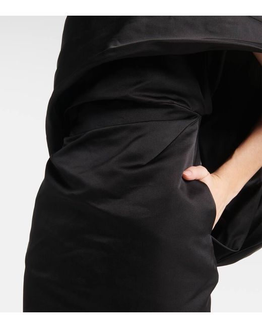 The Attico Black Caped Silk Midi Dress