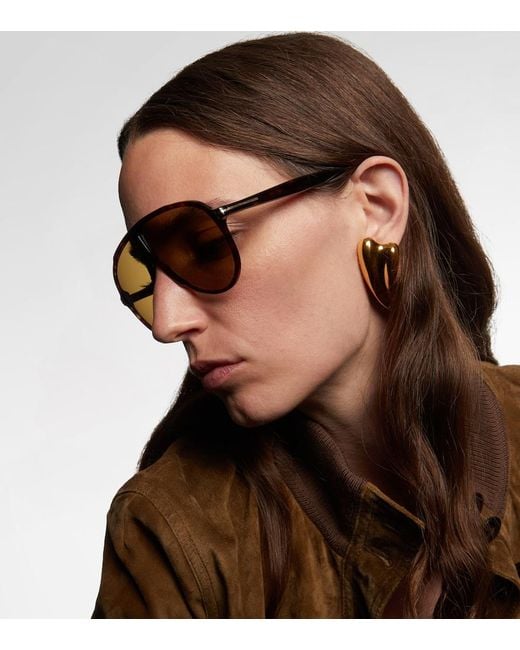 Tom Ford Brown Vladimir T Icon Aviator Sunglasses