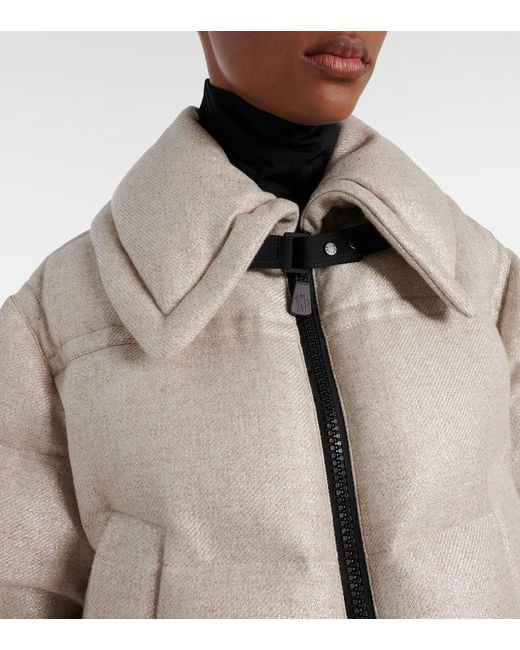Moncler Natural Sandane Wool-Blend Down Jacket