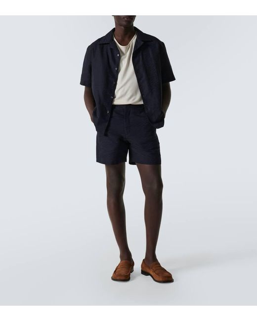Missoni Blue Zig Zag Cotton And Linen Bermuda Shorts for men