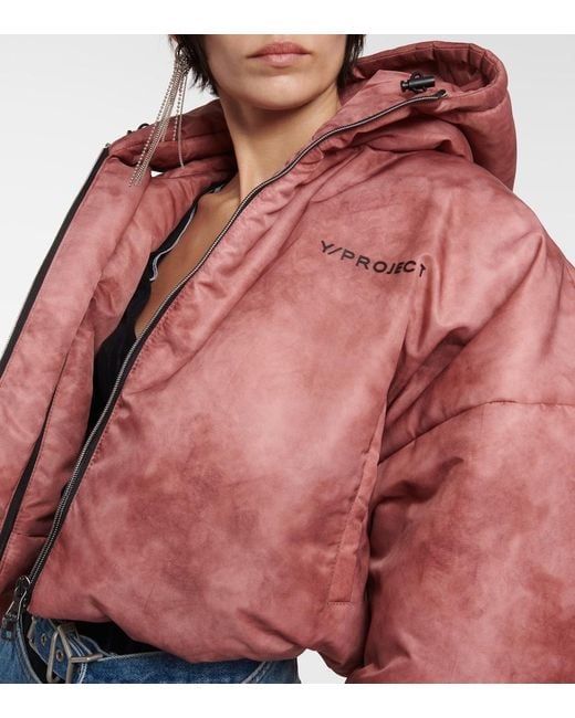 Y. Project Red Cropped Puffer Jacket