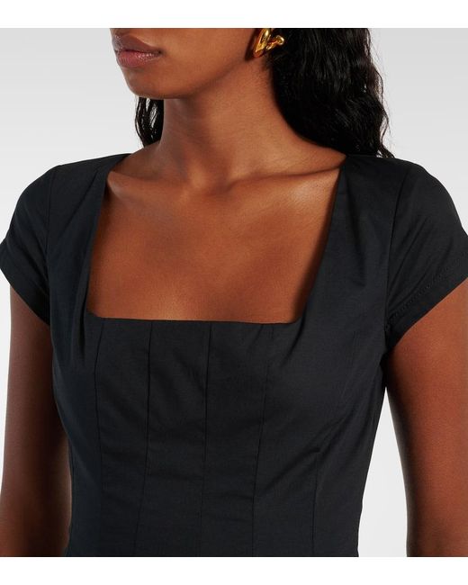 Staud Blue Midikleid Aus Baumwollpopeline