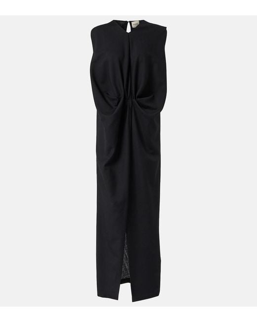 Khaite Black Niel Wool And Mohair Maxi Dress