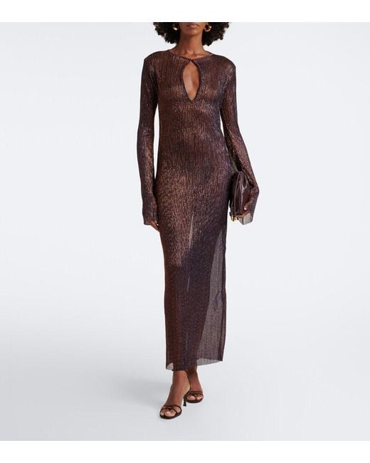 Cala De La Cruz Gray Soleil Knitted Lame Midi Dress