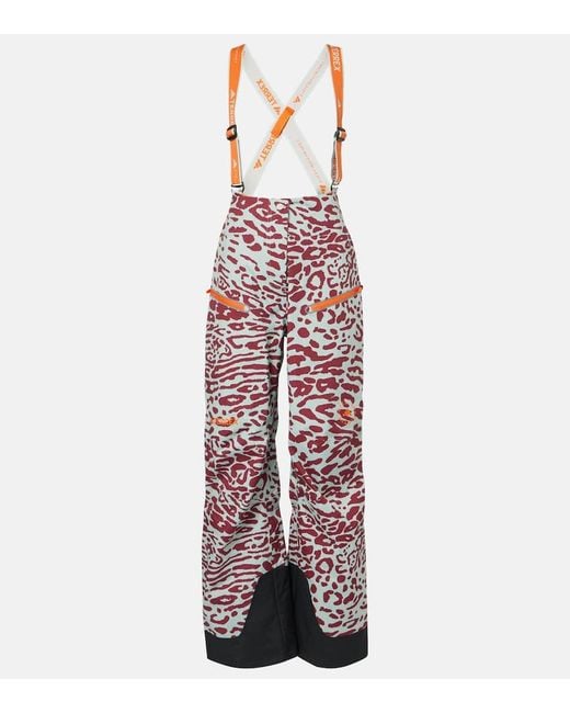 Adidas By Stella McCartney Red X Terrex Truenature 2L Leopard-Print Ski Pants