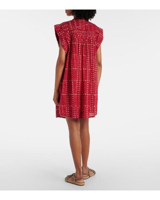Isabel Marant Red Leazali Printed Cotton Minidress