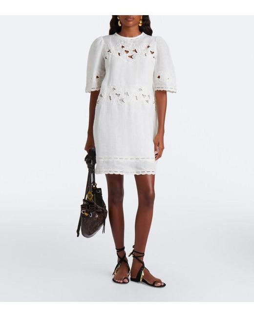 Isabel Marant White Reldine Broderie Anglaise Ramie Minidress